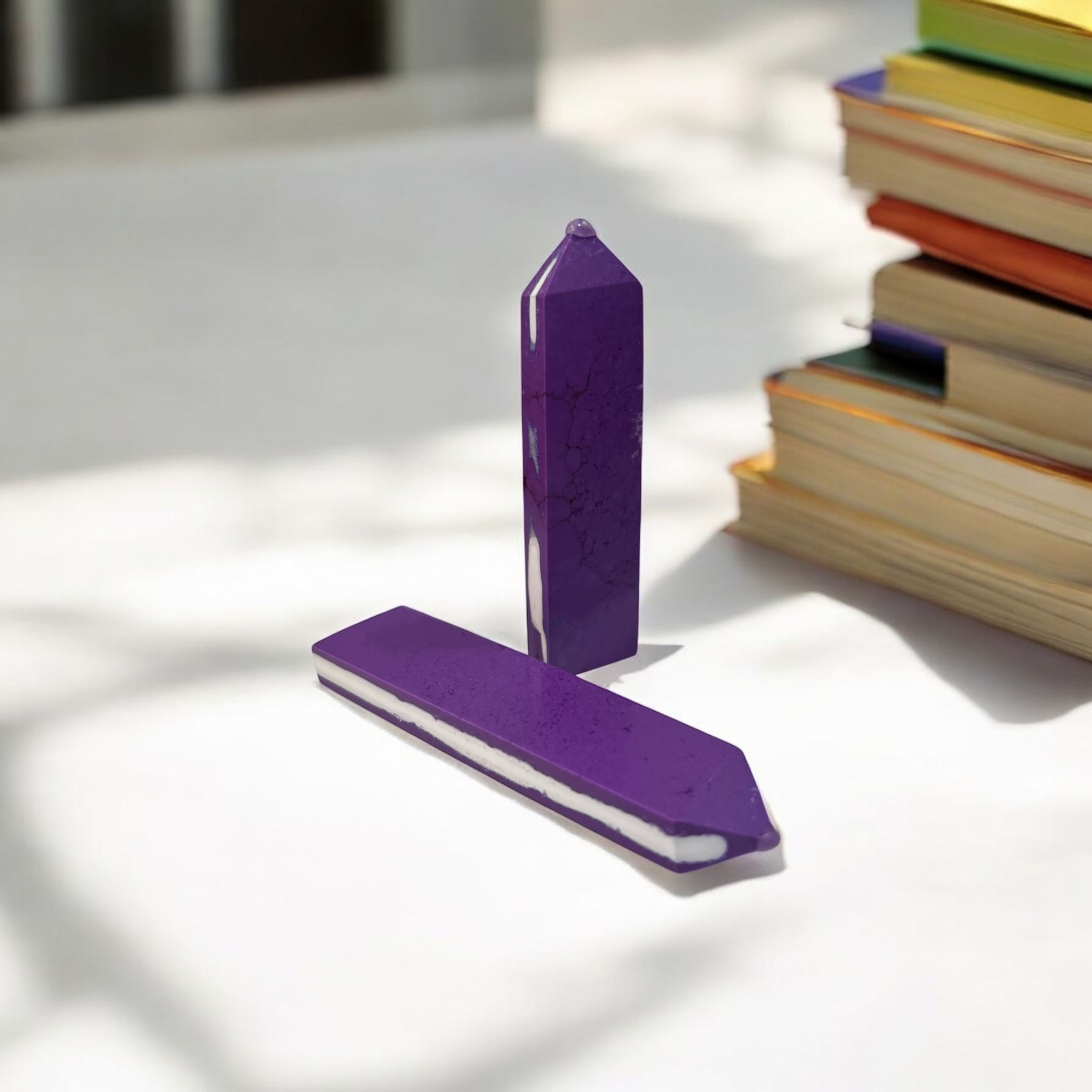 Purple Turquoise Towers: Vibrant Healing Crystals for Balance & Peace