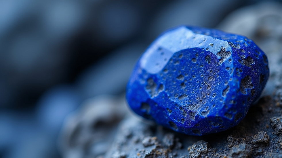 Close-up view of deep blue lapis lazuli stone