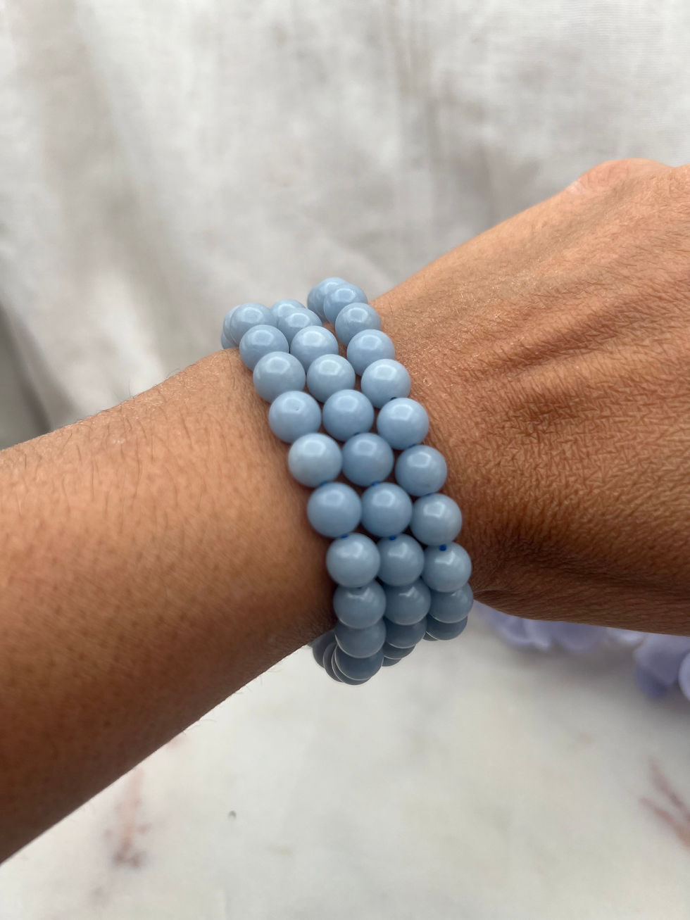 Thumbnail: Angelite Bead Bracelets: Embrace Tranquility & Spiritual Connection