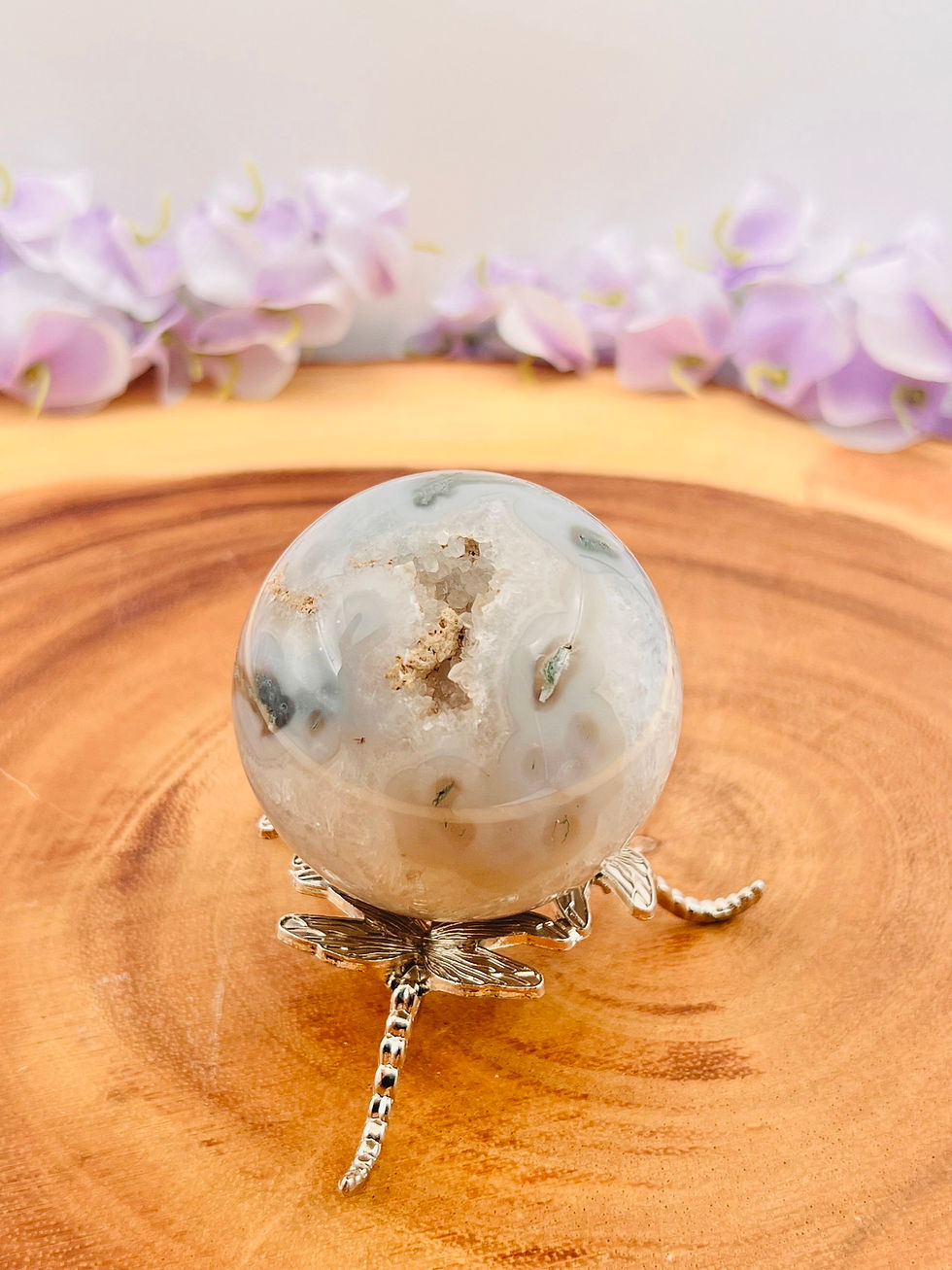 Thumbnail: Beautiful Druzy Moss Agate Crystal Spheres for Healing Energy