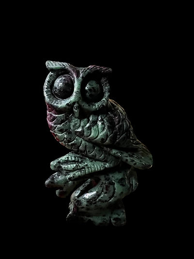 Ruby Zoisite Owl – Large Guardian Carving | Dragonfly Crystals