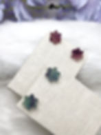 Thumbnail: Whimsical Fluorite Snowflake Shaped Earrings