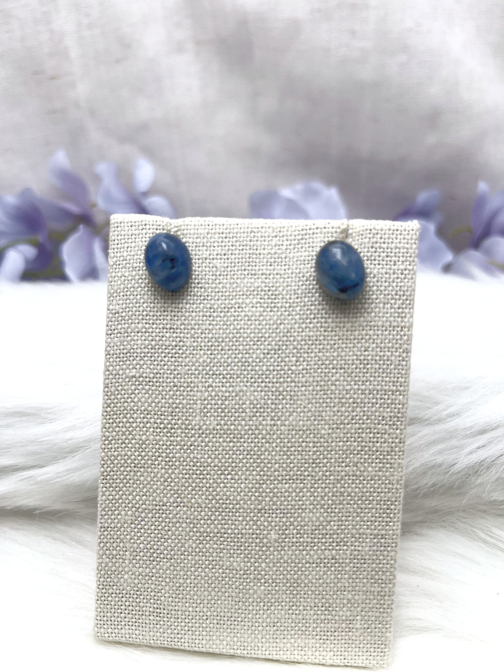 Miniatura: Oval Gemstone Stud Earrings Stylish & Healing Energy