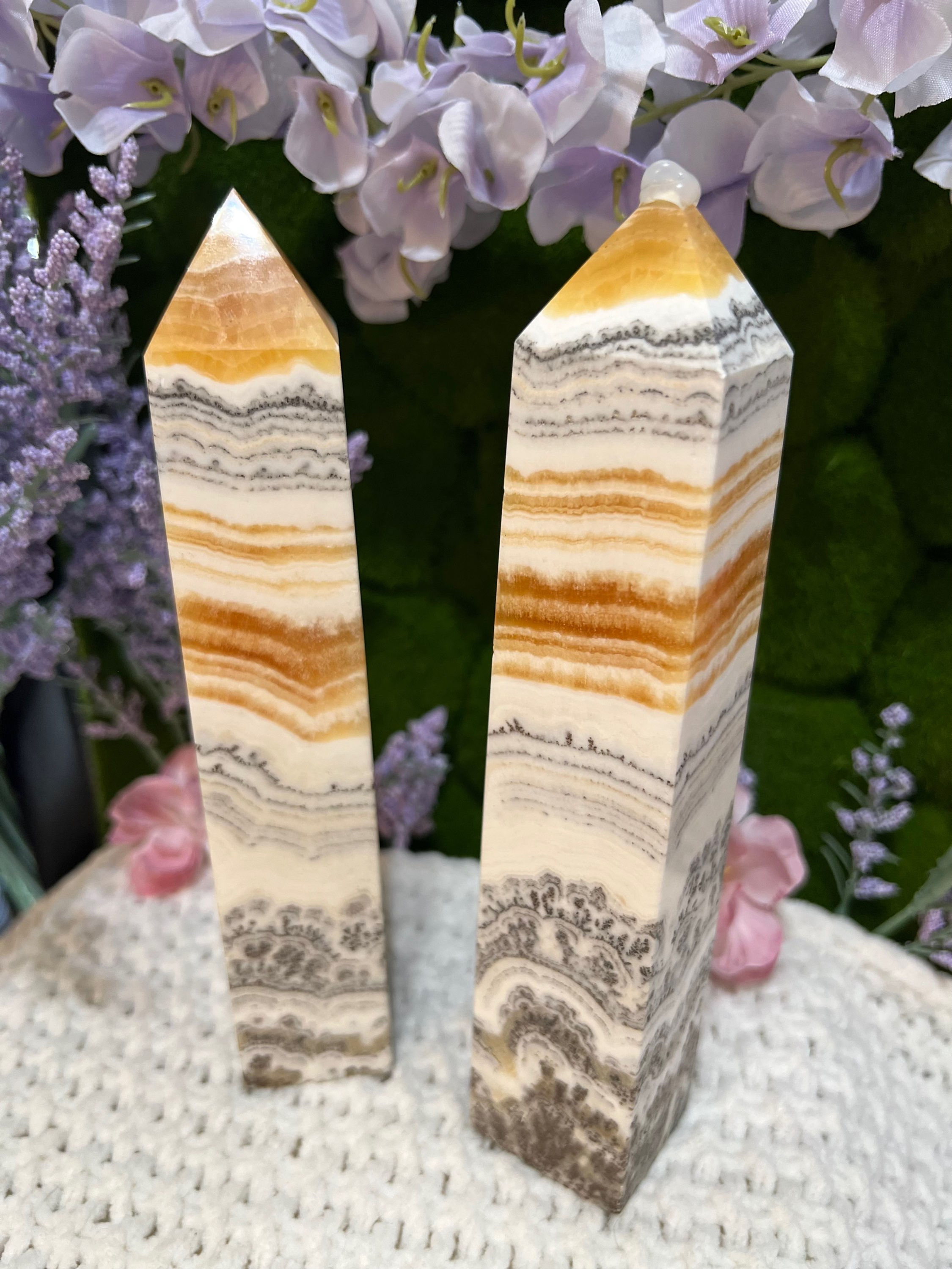 Zebra Calcite Tower for Stability, Inner Strength & Transformation