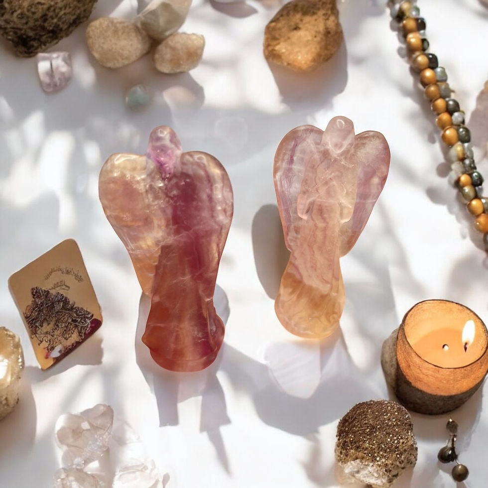 Miniatura: Guardian Glow: Hand-Carved Fluorite Angel Sculptures