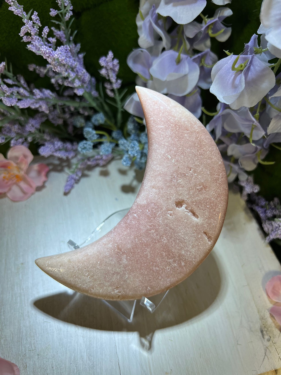 Thumbnail: Pink Amethyst Crescent Moon: Harness Tranquility and Inner Strength