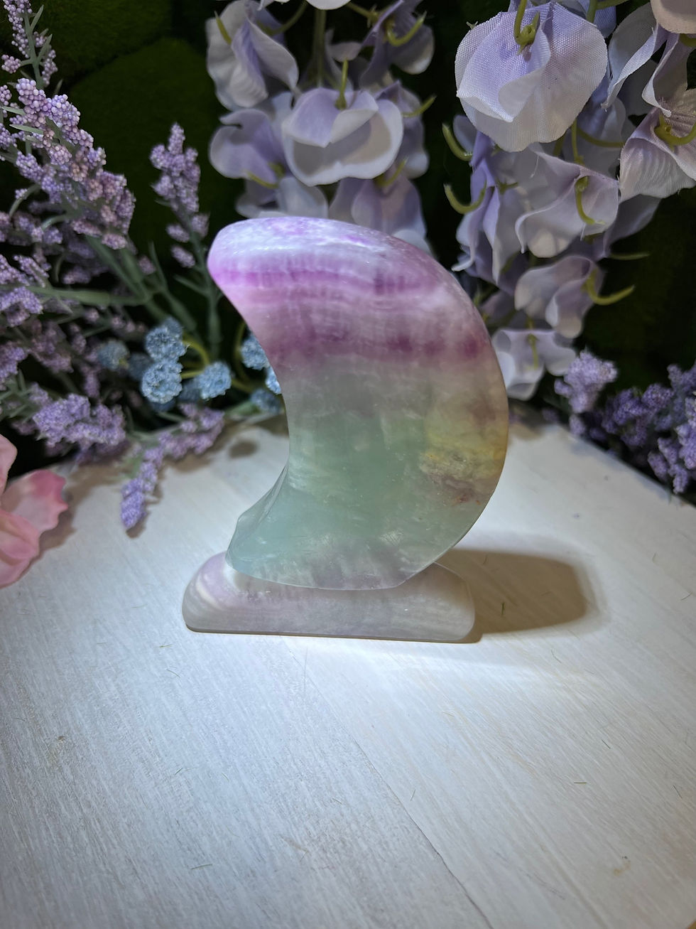 Miniatura: Rainbow Fluorite Crescent Moon: Embrace Balance and Clarity