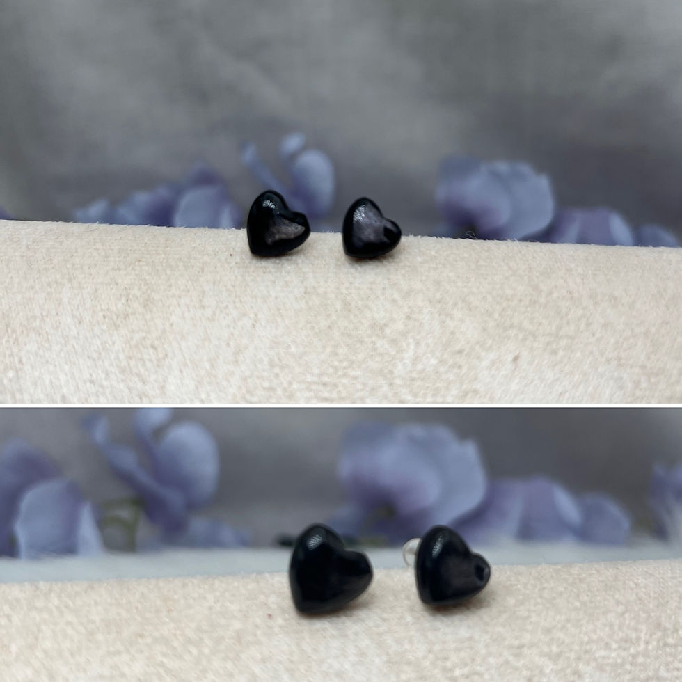 Miniatura: Silver Sheen Obsidian Heart-Shaped Gemstone Earrings for Love & Healing