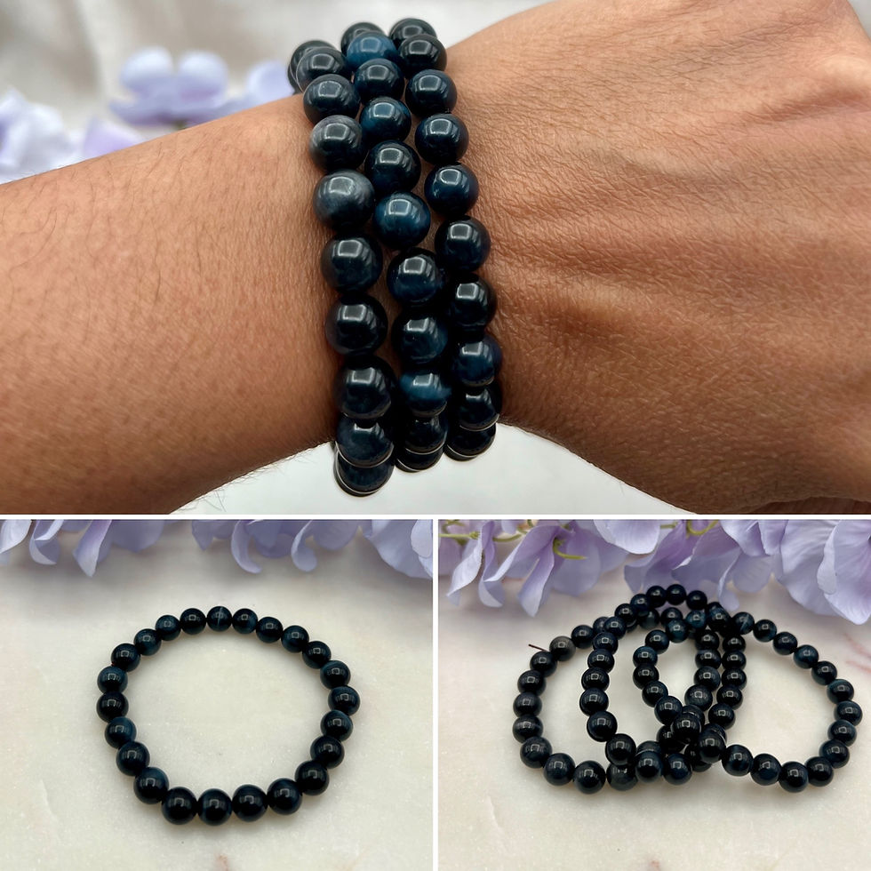 Miniatura: Blue Tiger Eye Bead Bracelet for Balance & Protection