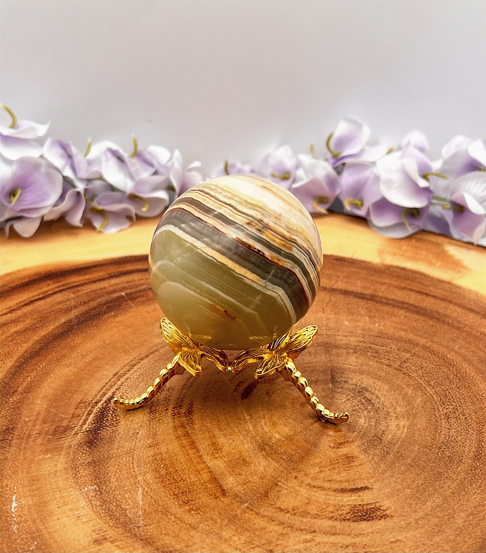 Thumbnail: Green Banded Calcite Crystal Spheres: Healing & Harmony Gems