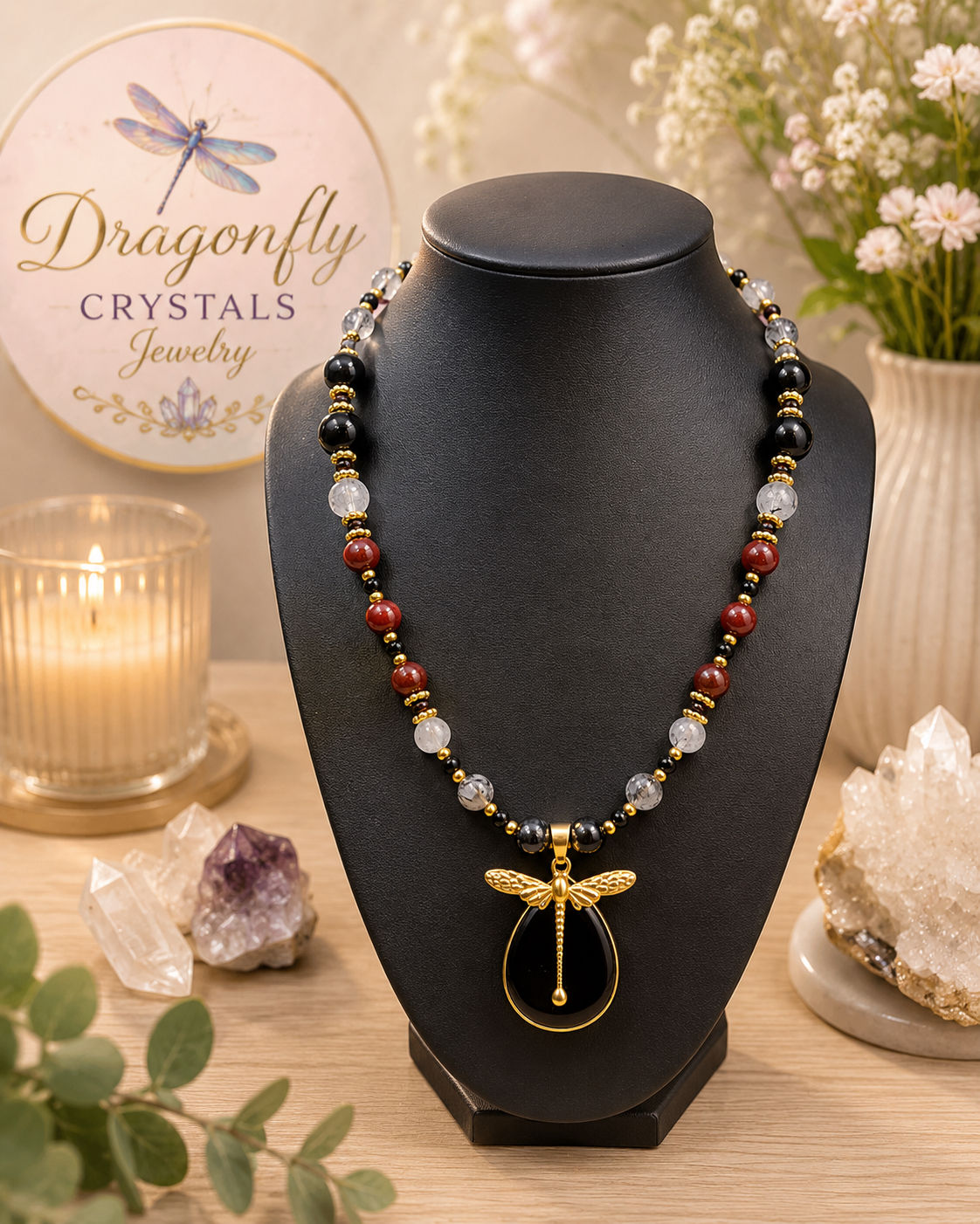 Midnight Dragonfly Necklace