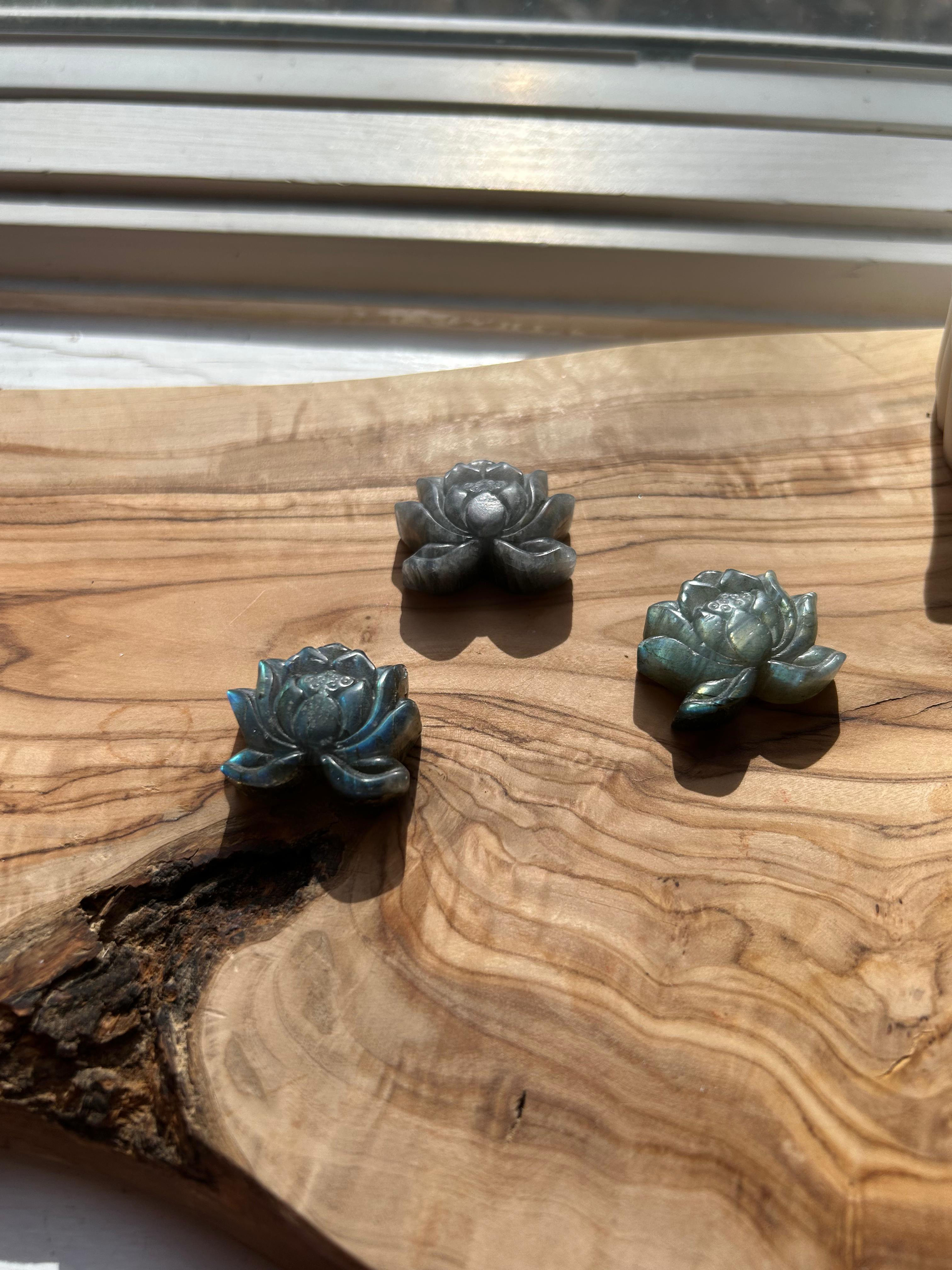 Labradorite Lotus Carving