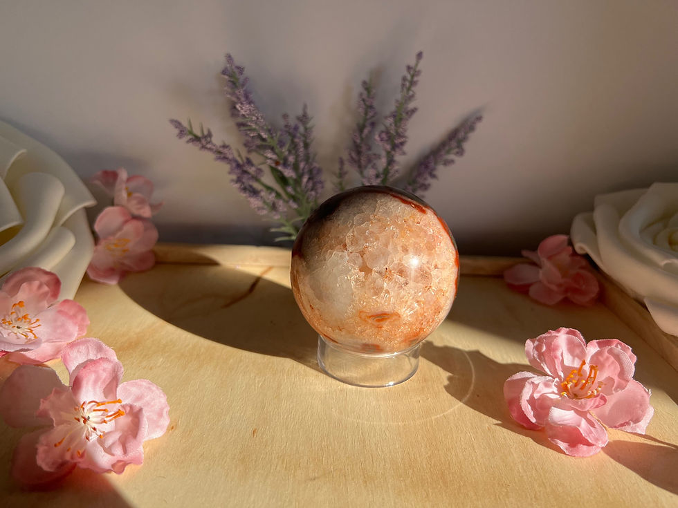 Miniatura: Druzy Carnelian Moss Agate Sphere: Healing & Grounding Crystal