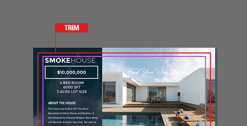 This is a close up of an indesign document showing the TRIM line