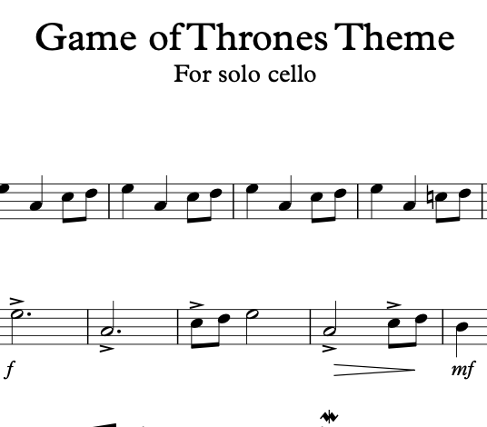 Game of Thrones Theme - Solo Cello