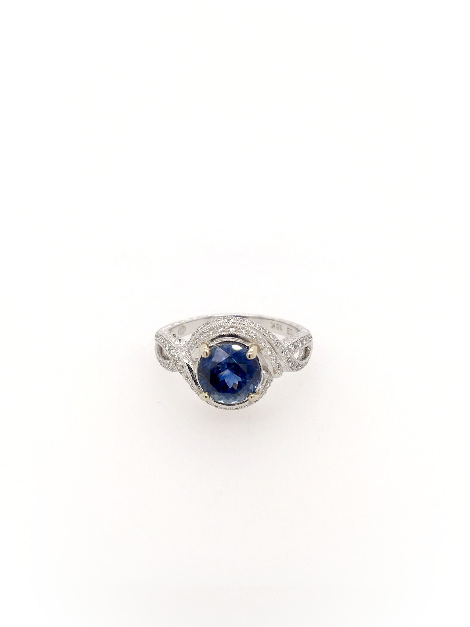 Ceylon Sapphire and Diamonds in 18kw Ring