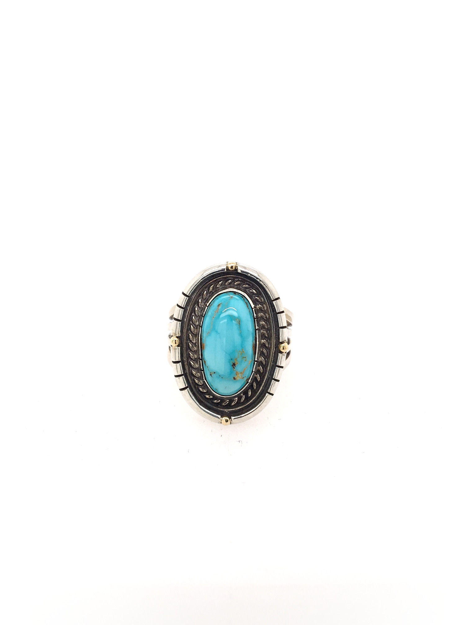 14ky, Silver, and Turquoise Ring