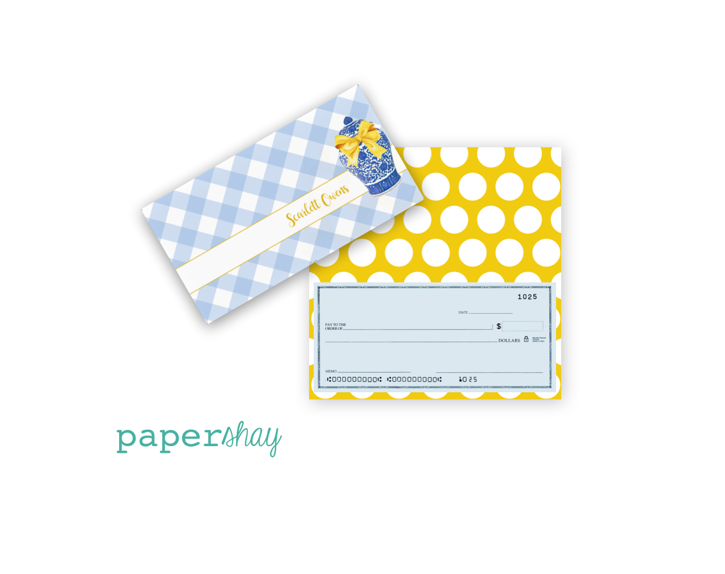 Checkbook Cover-Gingham Ginger Jar