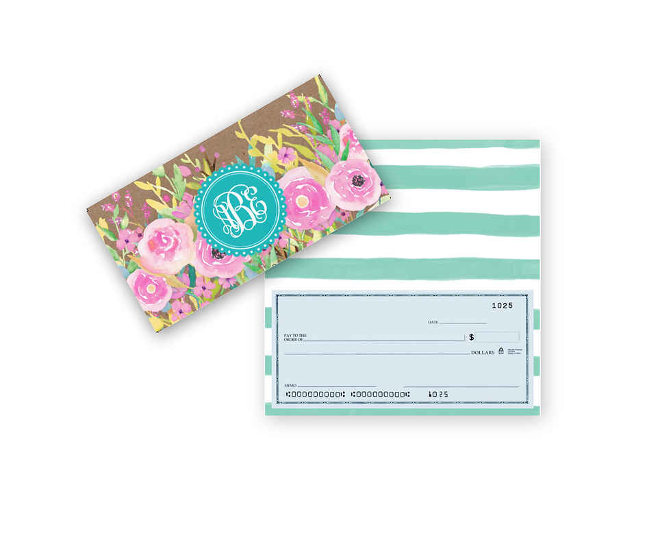 Checkbook Cover-Kraft Floral
