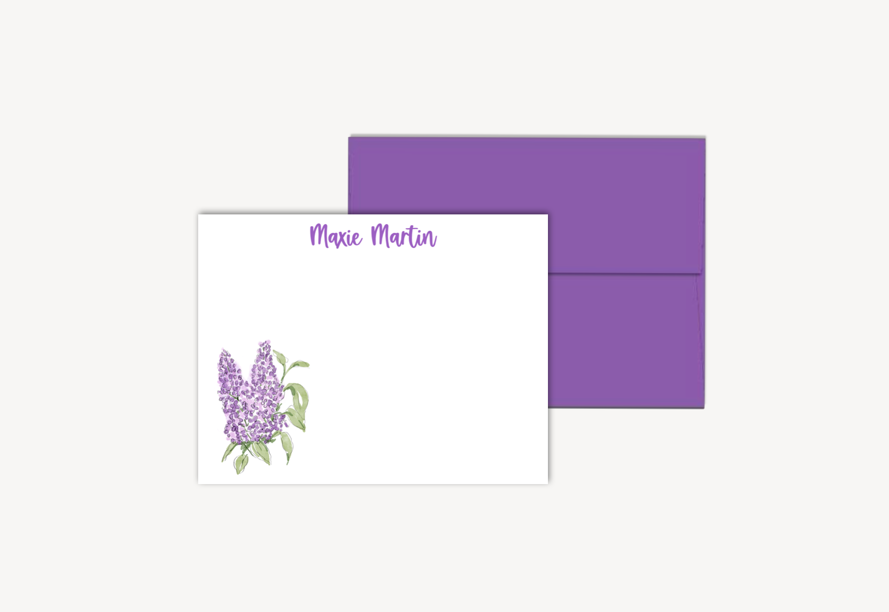 Flat Note Cards--Personalized/LILAC