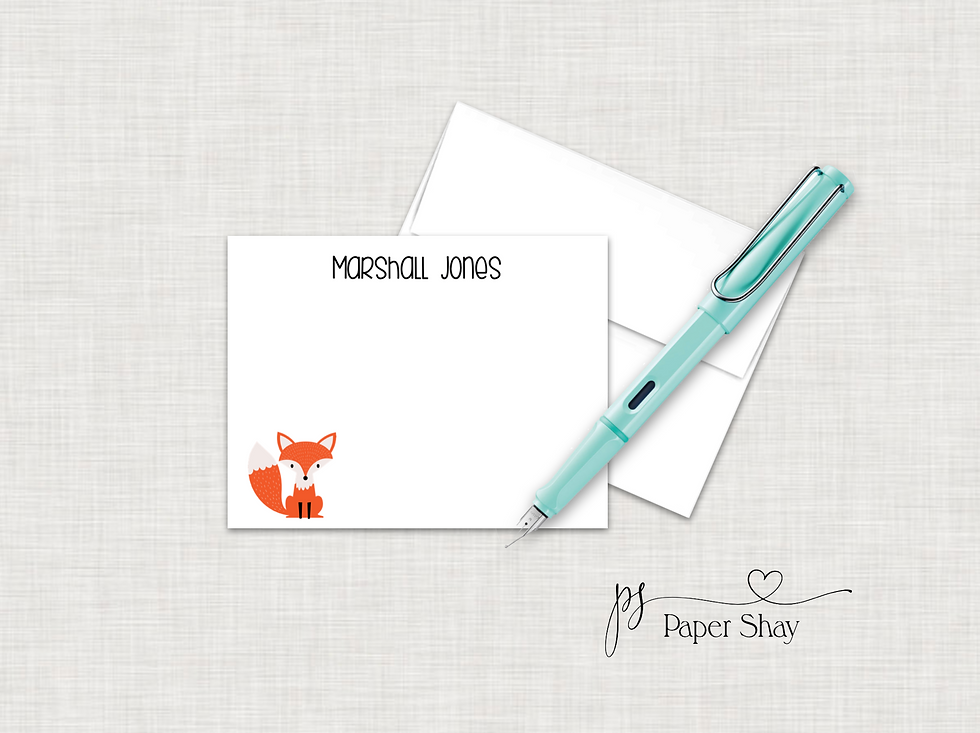 Flat Note Cards--Personalized/Fox