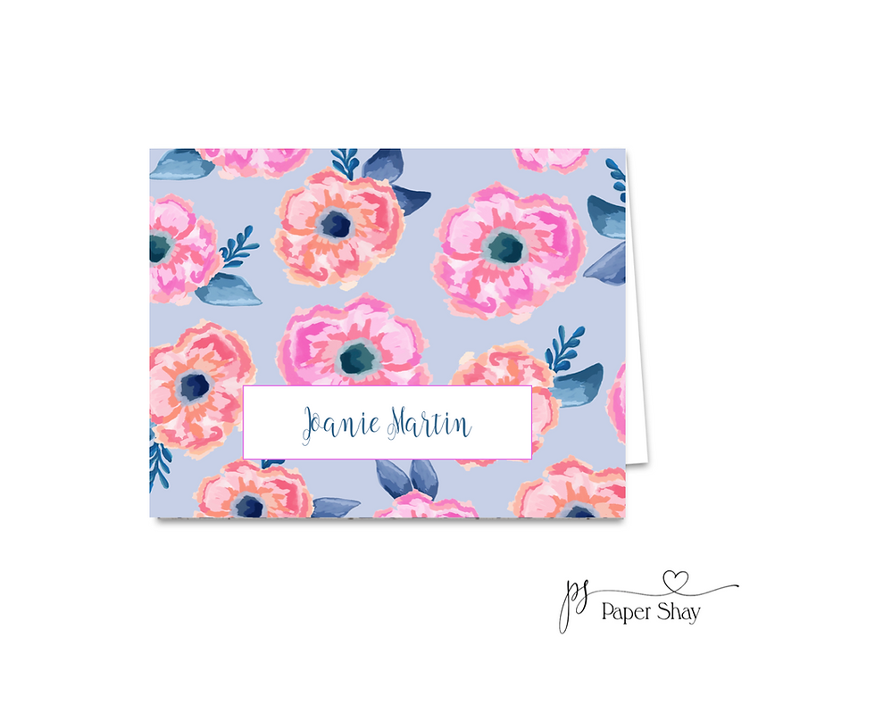 Thumbnail: Flat Note Cards--Personalized/Purple Flowers