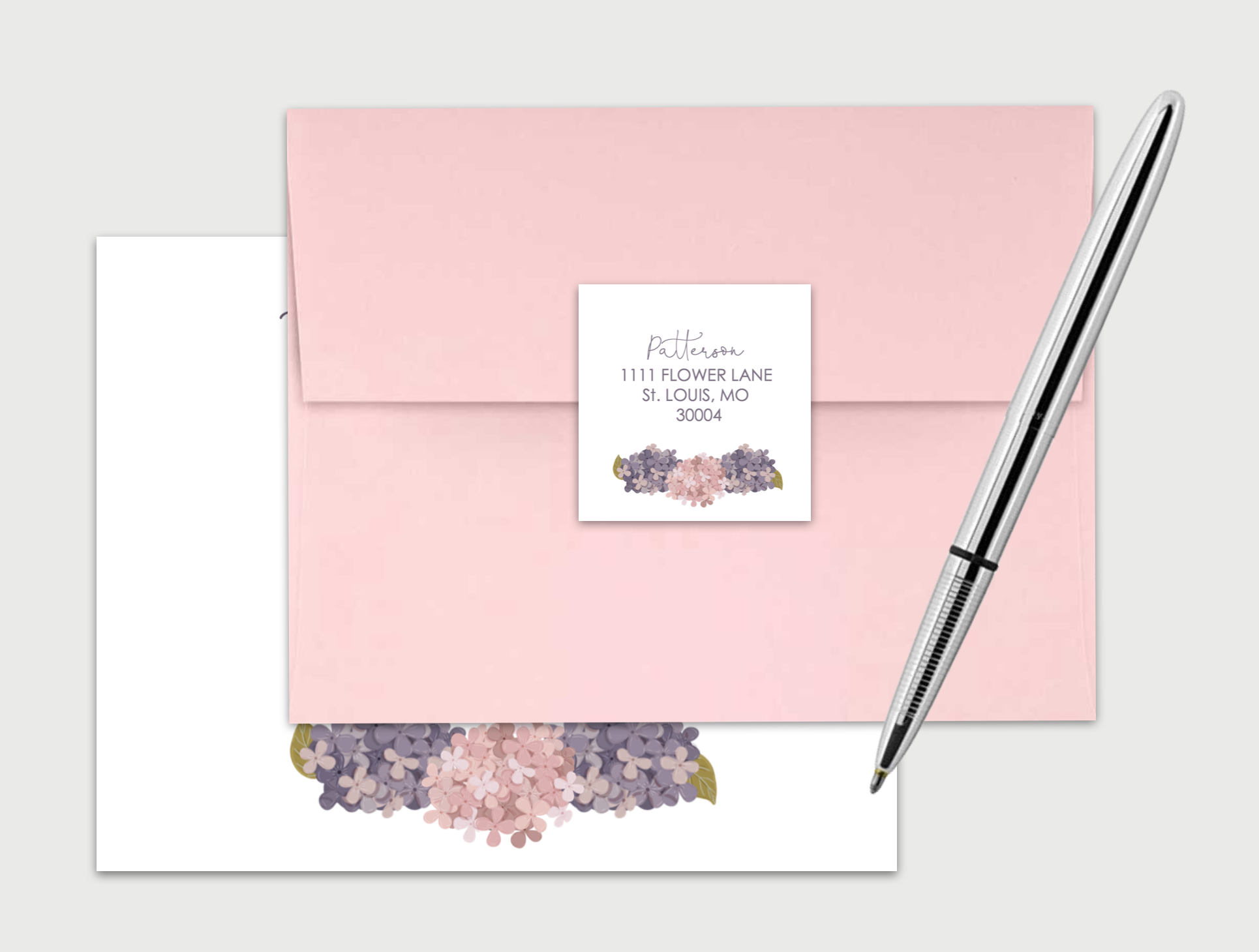 Return Address Labels, Square Hydrangeas Address Stickers