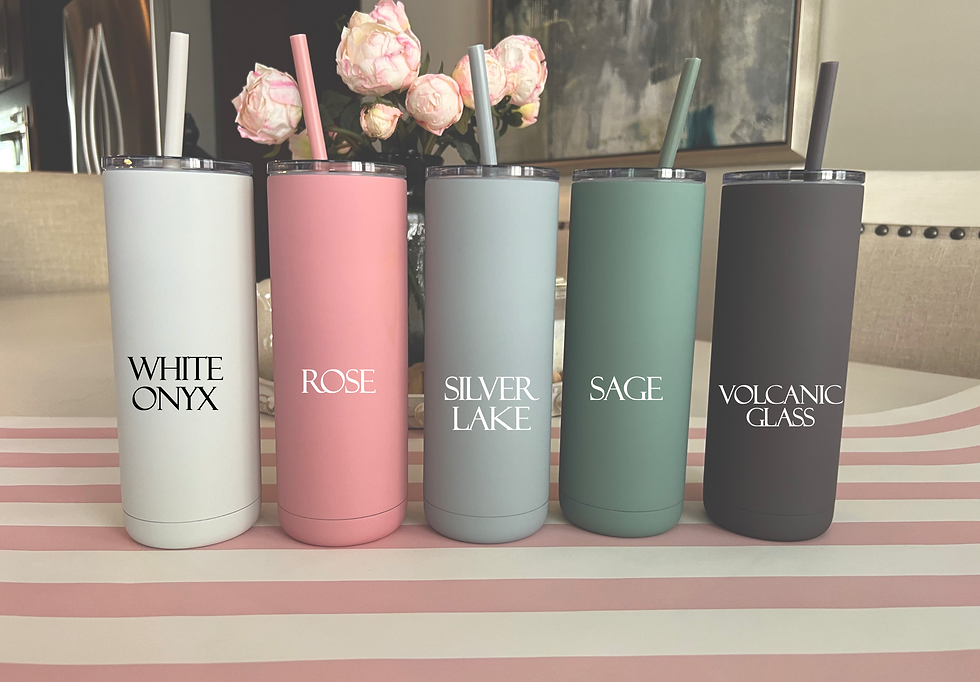 Thumbnail: Custom Skinny Tumbler: Vacation Vibes Soft Matt 20 oz. Tumbler for Girls' Trips