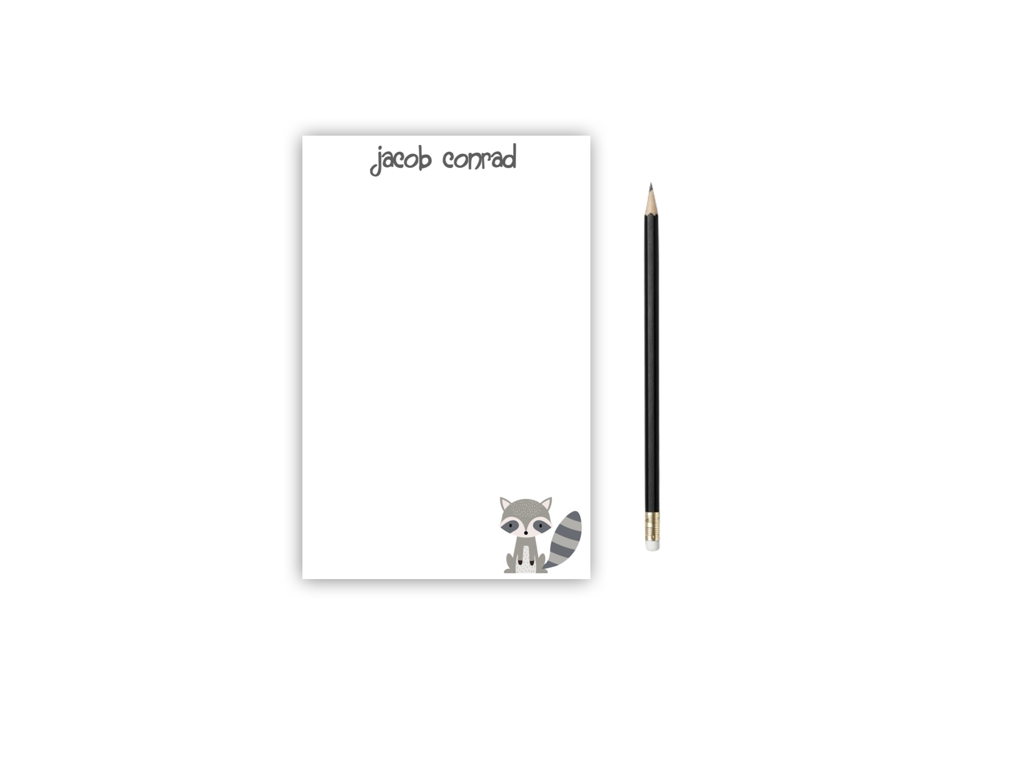 Personalized Notepad, To do list, Raccoon