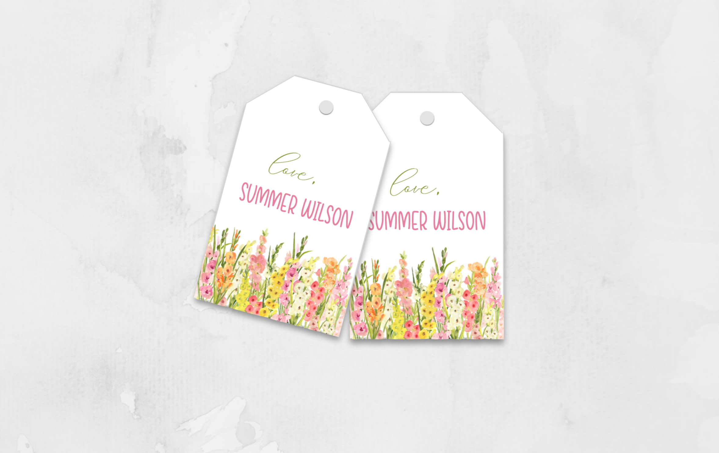 Gladiolus Personalized Gift Tag, Custom Hang Tags, Family Favor Tags