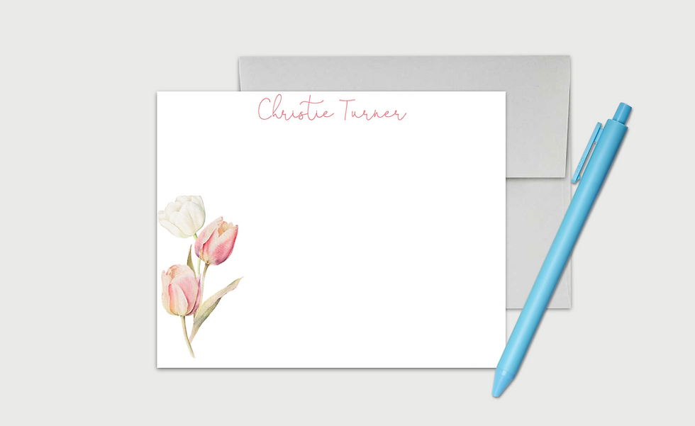 Thumbnail: Elegant Floral Thank You Notes for Women, Tulips Stationery