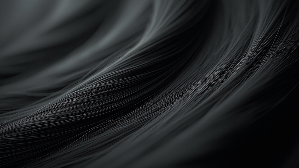 Close-up view of silky black hair strands