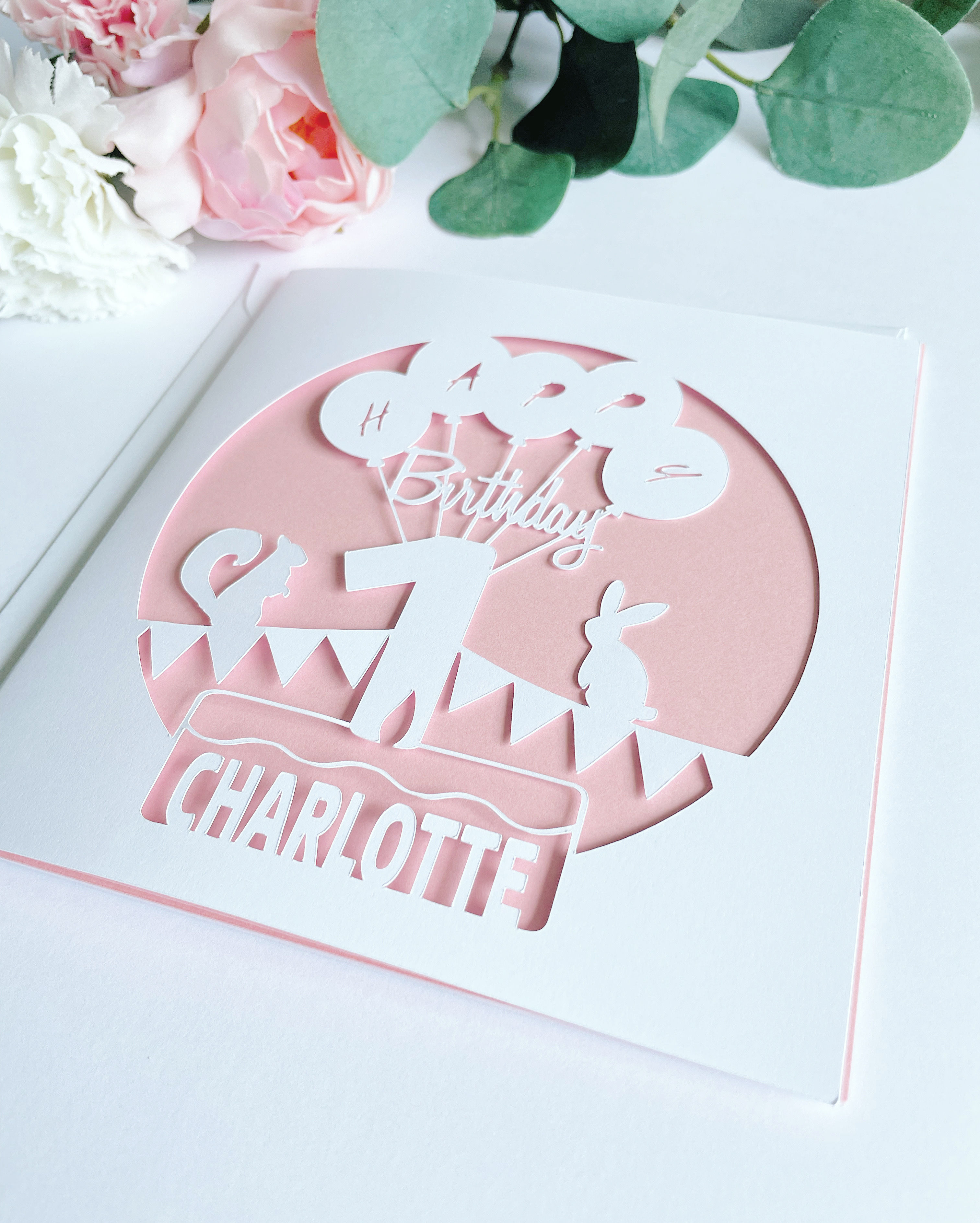 Personalised Name 1st Birthday Papercut Card