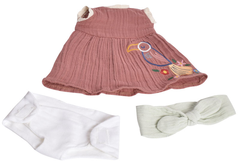 Thumbnail: Baby Doll dress headband and diaper, all  made with organic cotton material. Personalise option