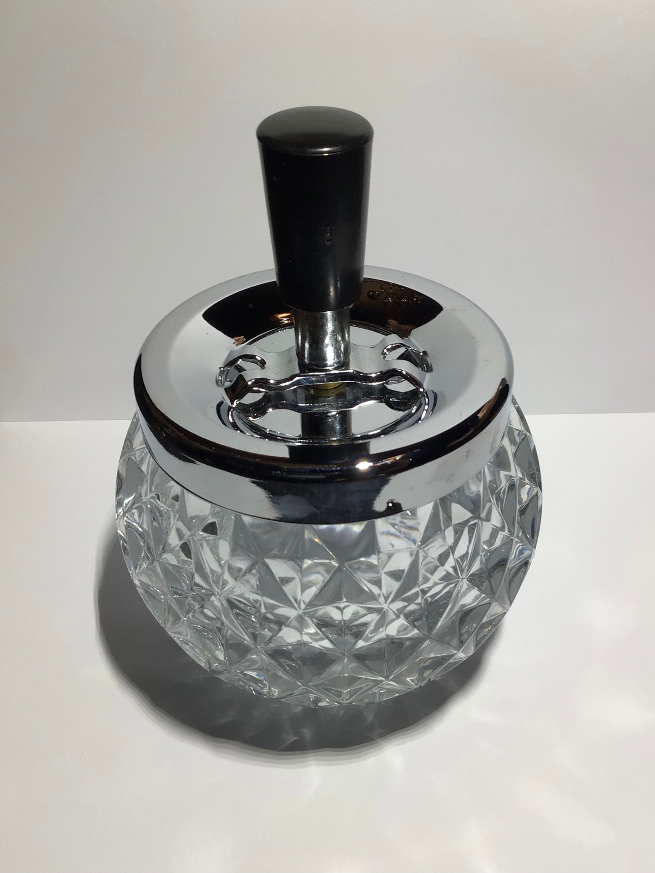 Glass Large Spinning Ashtray 13cm Blue or White