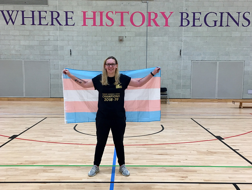 Trans pride flag, handball in london