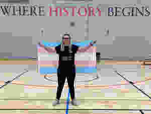 Trans pride flag, handball in london