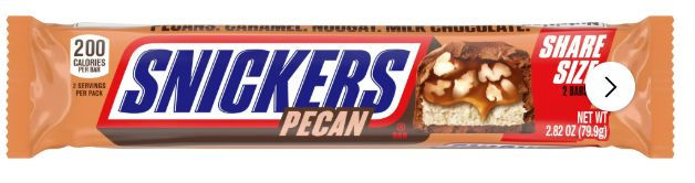Snickers Pecan Milk Chocolate Bar, Share Size - 2.82 oz