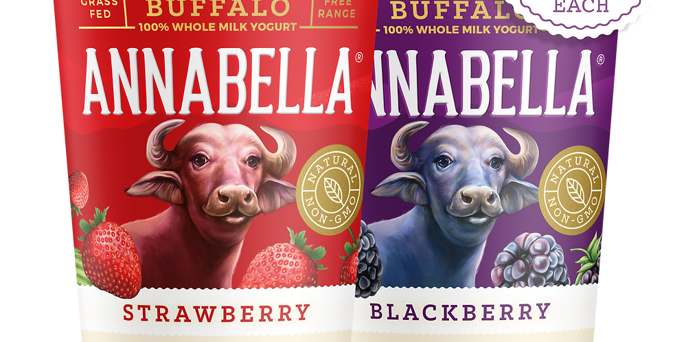 STRAWBERRY + BLACKBERRY WATER BUFFALO YOGURT / 6oz CUP-6 CUPS EACH-12 CUPS TOTAL