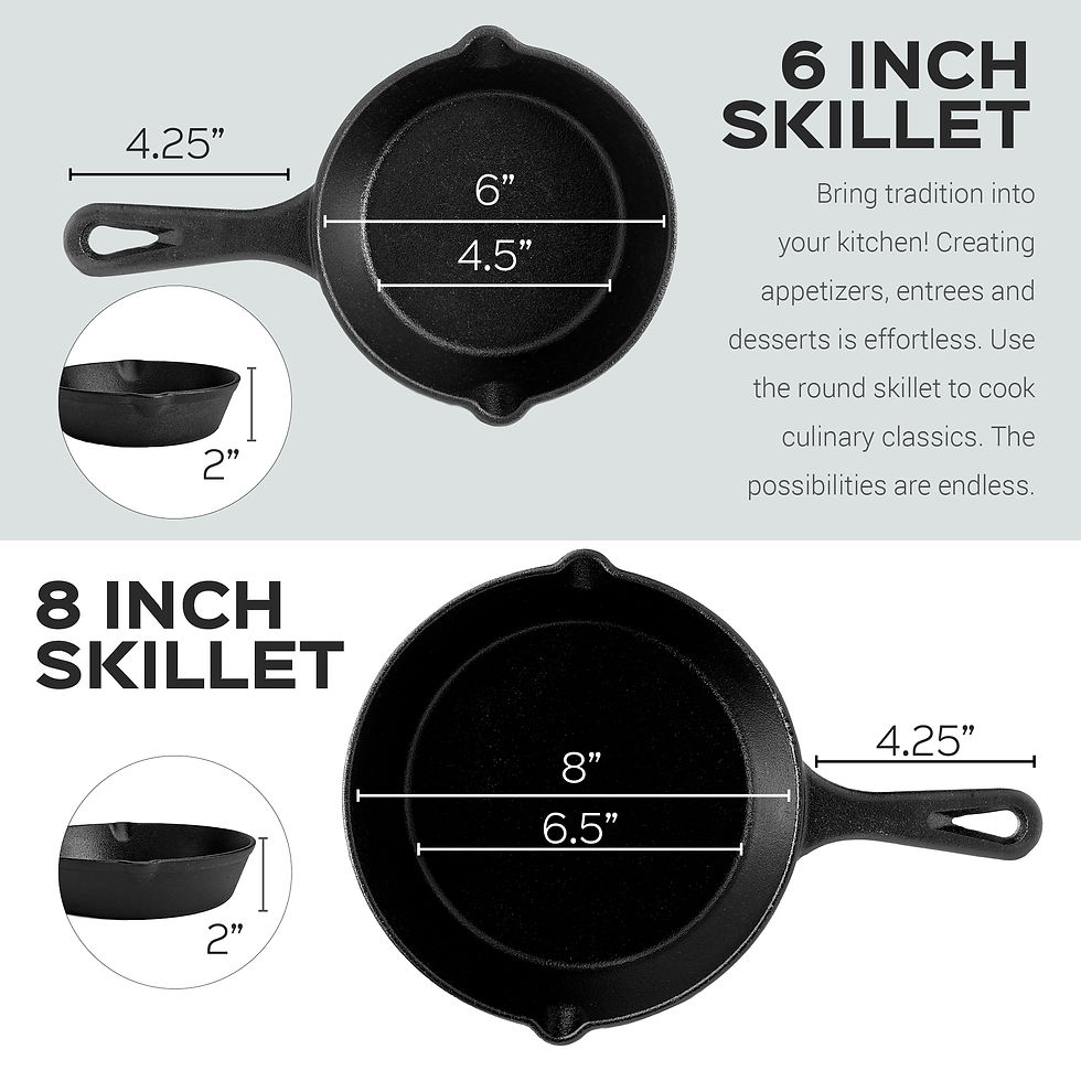 Thumbnail: Pre-Seasoned Cast Iron Skillet 3-Piece chef Set (6-Inch 8-Inch and 10-Inch)