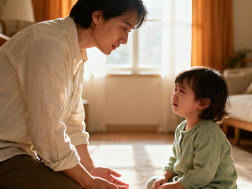 A parent comforting an upset neurodivergent child