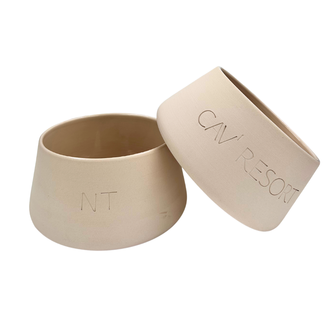 סט קערות קרמיקה לאוזניים ארוכות-צבע טבעי