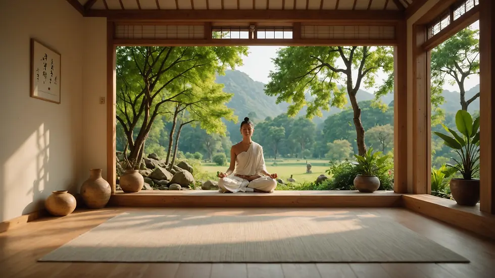 Eye-level view of a serene meditation space