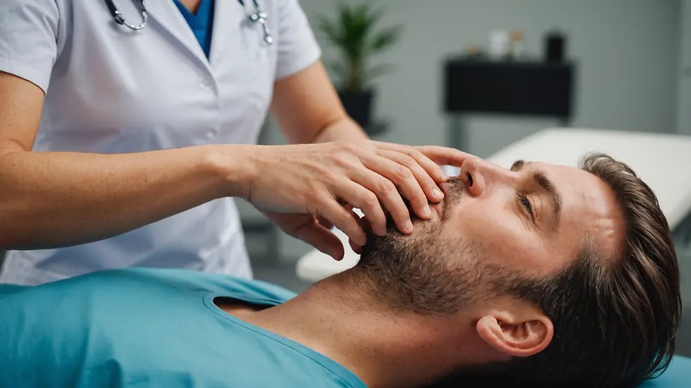 Close-up view of a physiotherapist working on a patient's neck