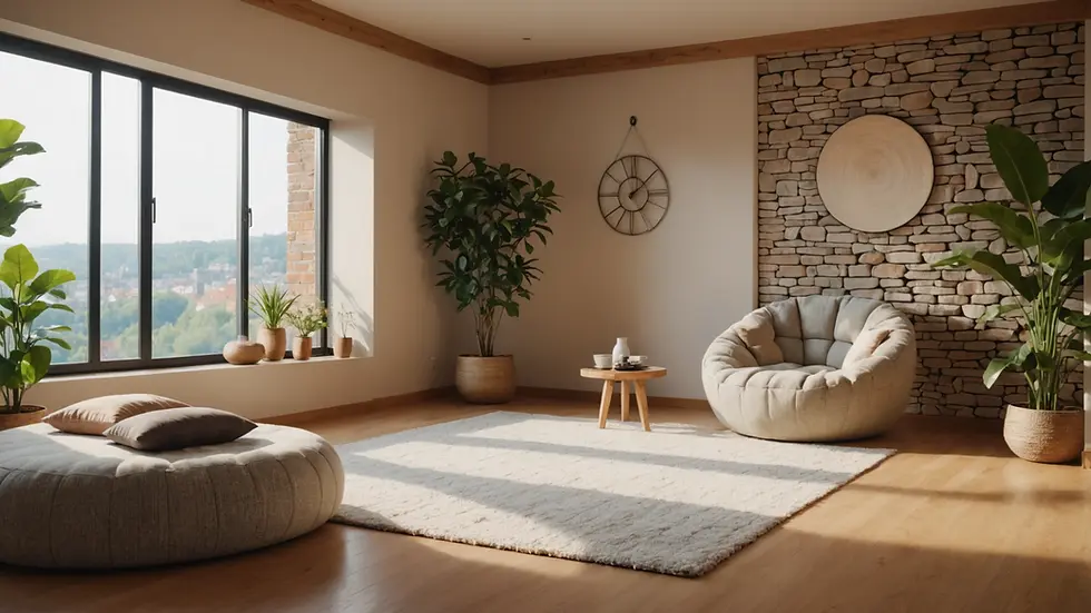 Close-up view of a relaxation space designed for mindfulness practices