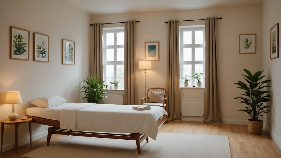 Eye-level view of peaceful therapy room designed for relaxation