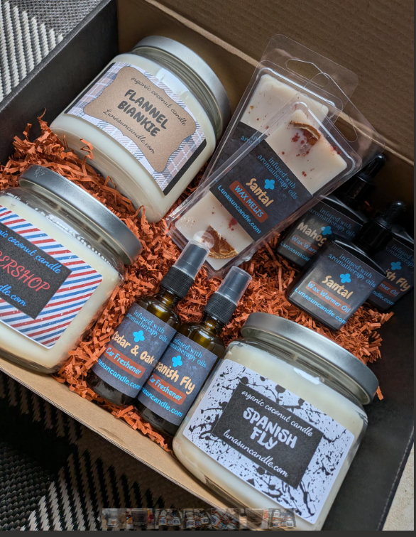 Thumbnail: Candle Gift Set, 3 beautifully scented candles. 3 wax warmer oils, 2 wax melts,