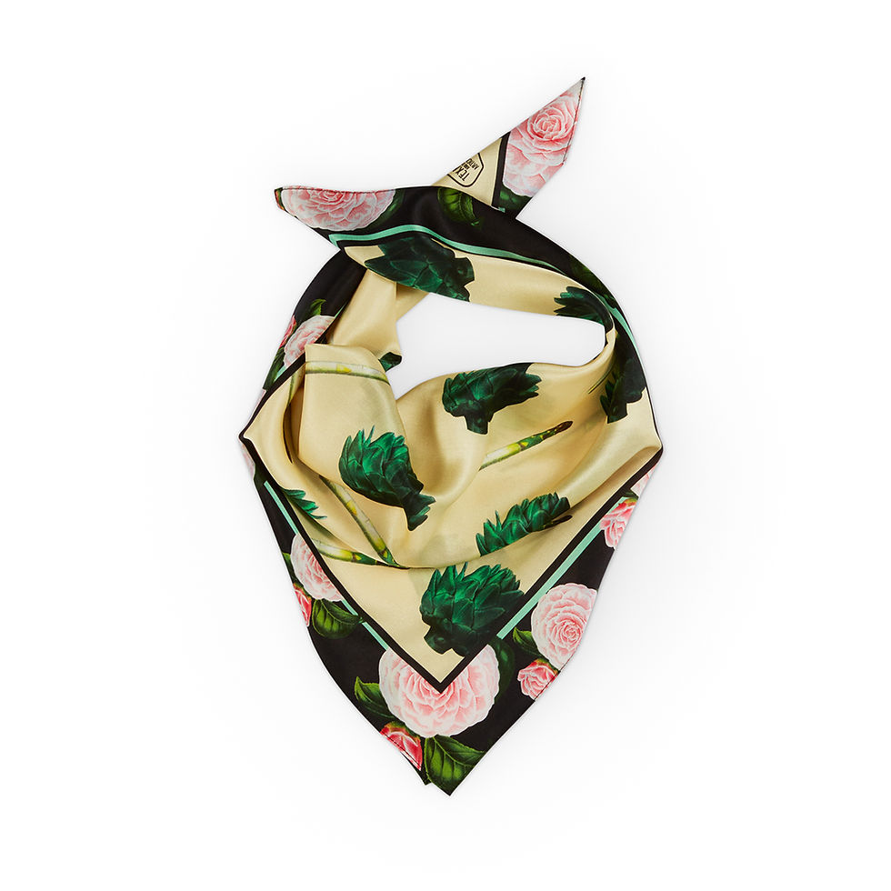 Thumbnail: THE GROCERY COLLECTION - ARTICHOKES SILK SCARF - AS SEEN IN VOGUE from