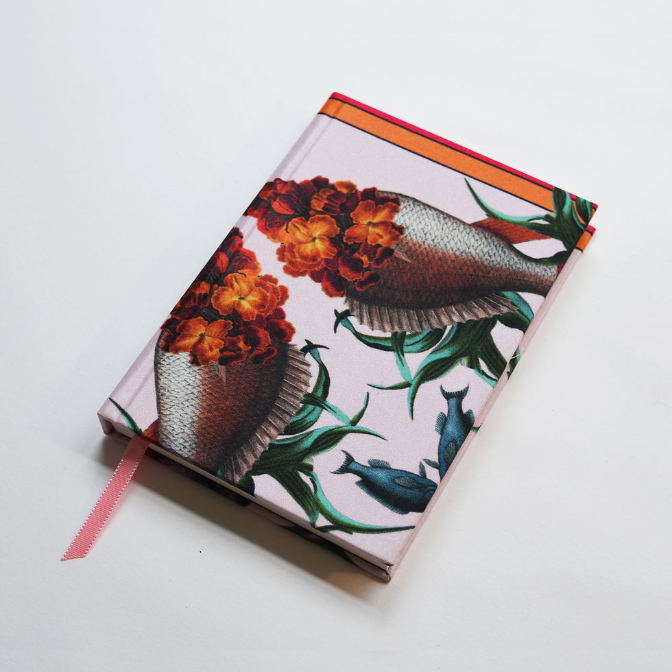 Thumbnail: WALLFLOWER FISH ORANGE DETAIL SILK NOTEBOOK