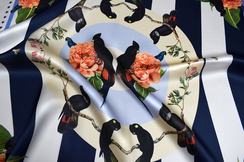 Thumbnail: TROPICAL RAINFOREST NAVY SILK SCARF from